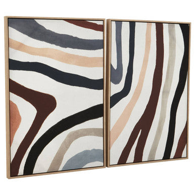 Set of Two Multi Coloured Abstract Wall Art