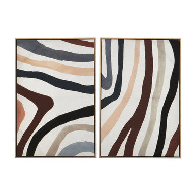 Set of Two Multi Coloured Abstract Wall Art