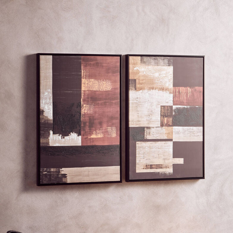 Set of 2 Geometric Abstract Canvas Wall Art