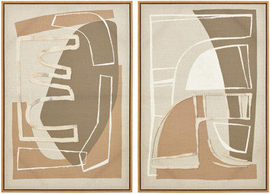 Set of 2 Neutral Abstract Canvas Wall Art