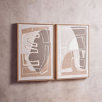 Set of 2 Neutral Abstract Canvas Wall Art