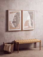 Set of 2 Neutral Abstract Canvas Wall Art