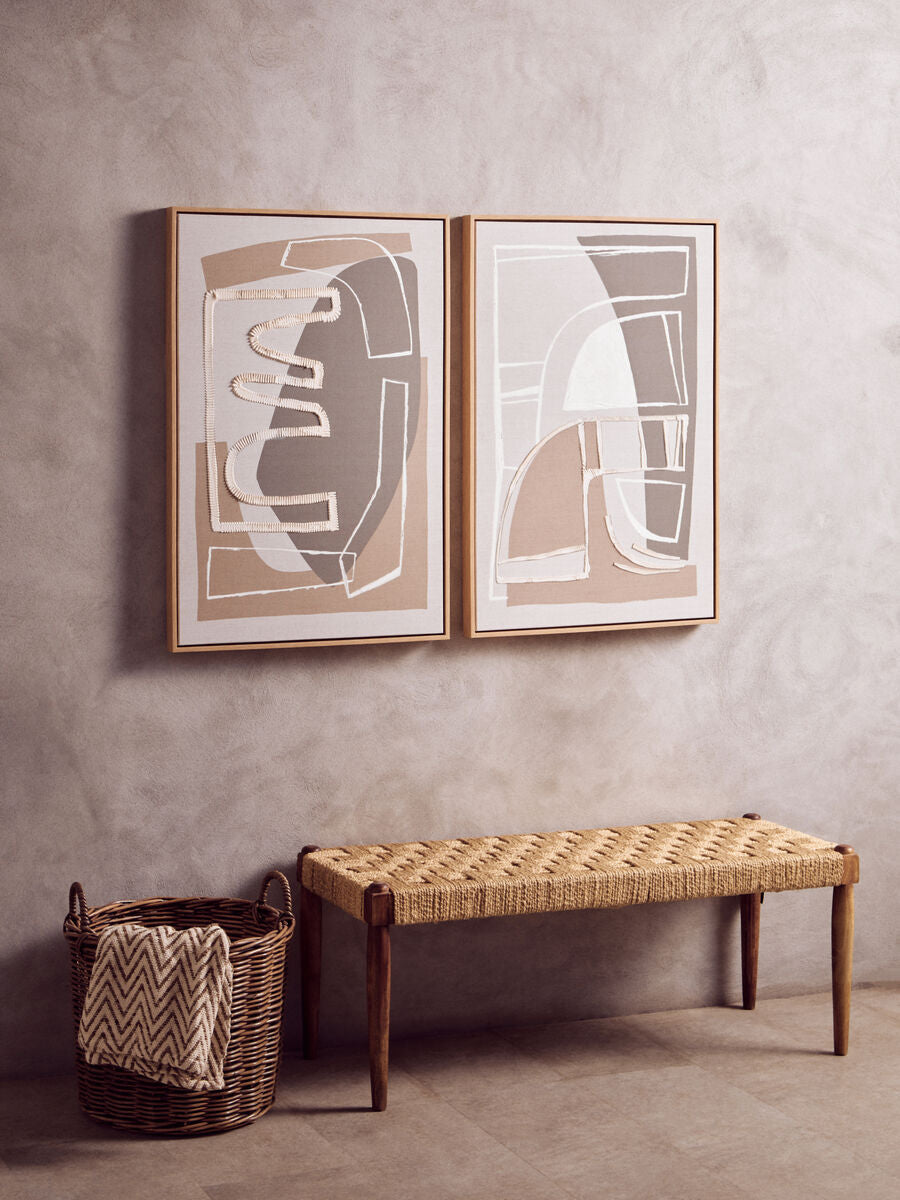 Set of 2 Neutral Abstract Canvas Wall Art