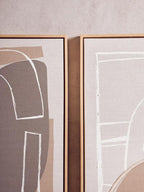 Set of 2 Neutral Abstract Canvas Wall Art