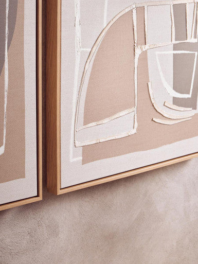 Set of 2 Neutral Abstract Canvas Wall Art