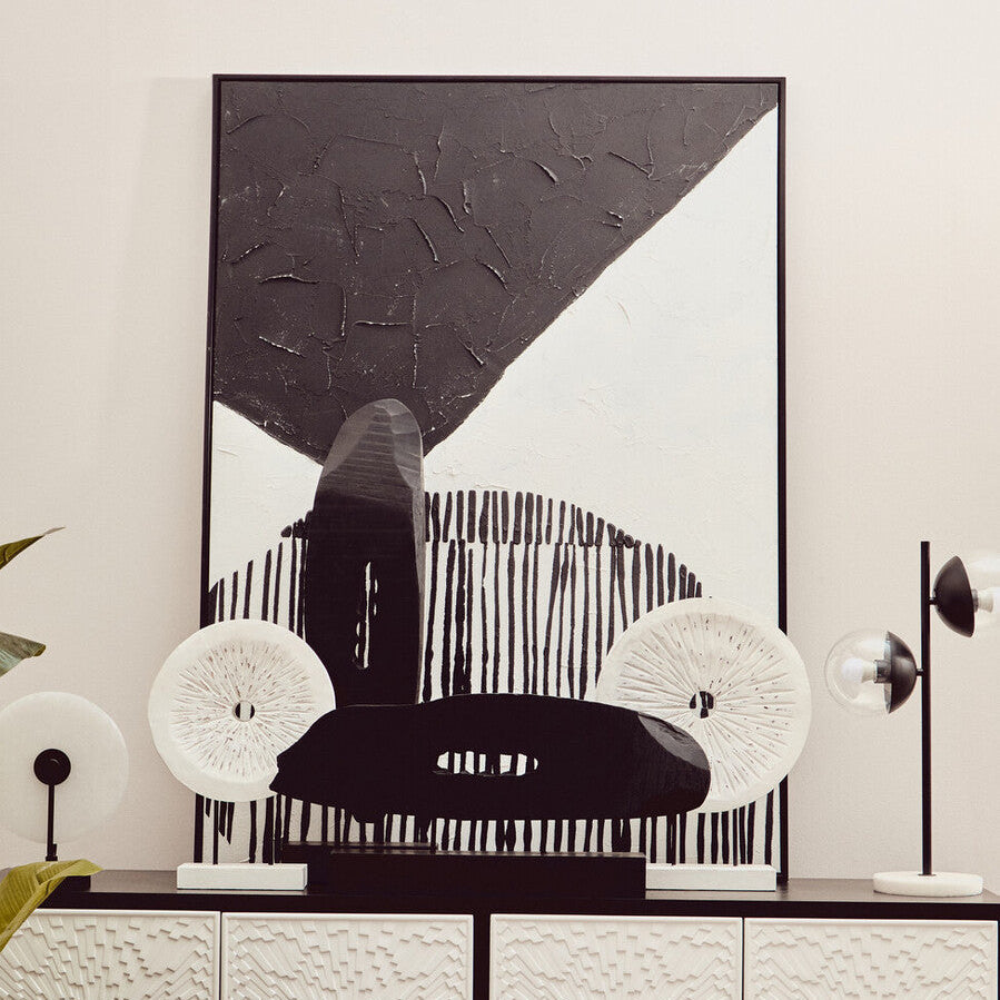 Black and White Abstract Hand Painted Wall Art