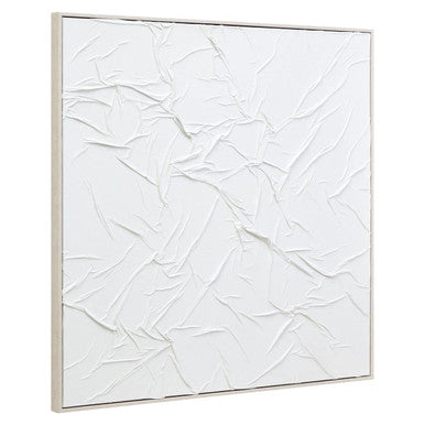 White Hand Painted Sculptural Fabric Wall Art