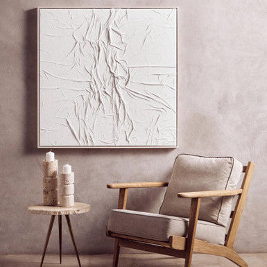 White Hand Painted Sculptural Fabric Wall Art