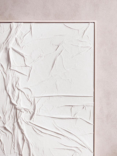 White Hand Painted Sculptural Fabric Wall Art