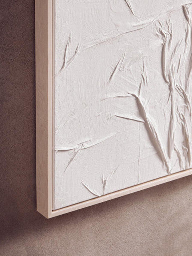 White Hand Painted Sculptural Fabric Wall Art