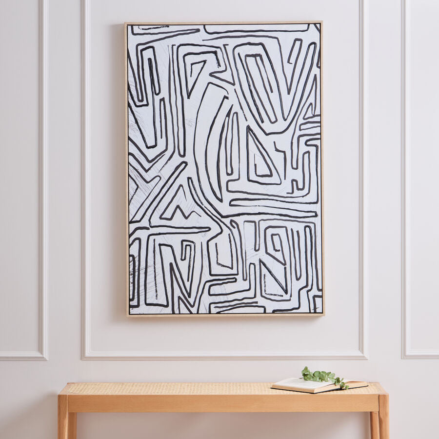 Abstract Black and Cream Textured Wall Art