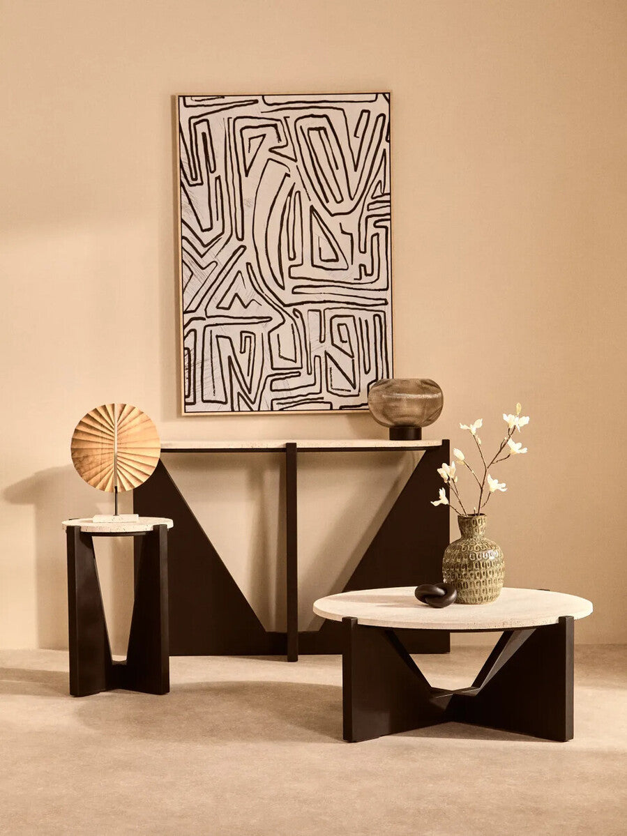 Abstract Black and Cream Textured Wall Art
