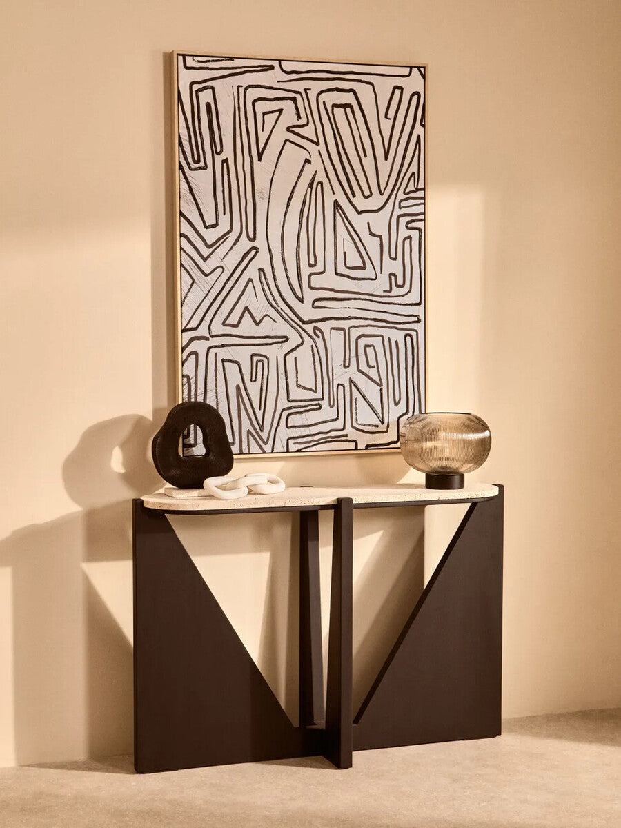 Abstract Black and Cream Textured Wall Art