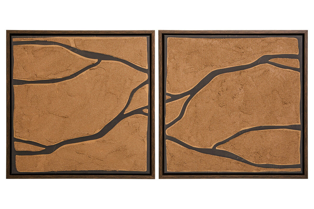 Set of 2 Brown and Black Textured Wall Art