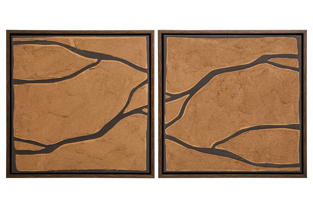 Set of 2 Brown and Black Textured Wall Art