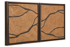 Set of 2 Brown and Black Textured Wall Art
