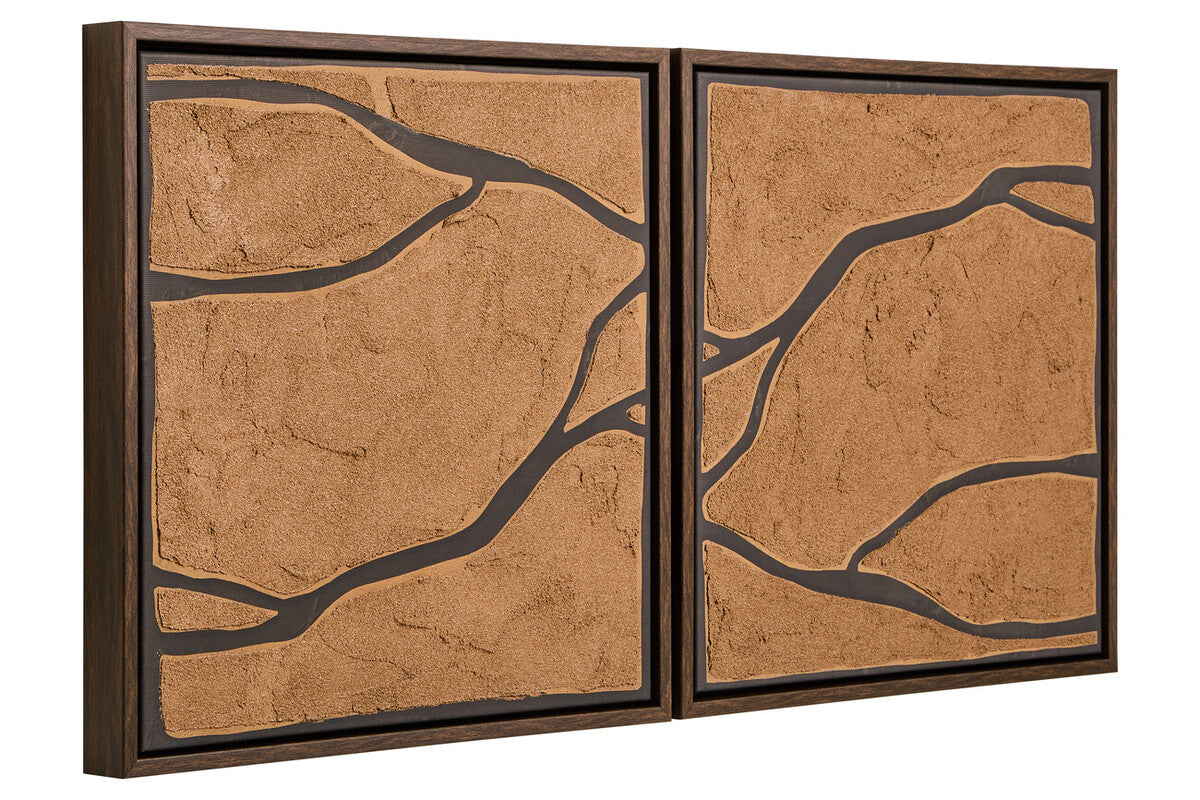 Set of 2 Brown and Black Textured Wall Art