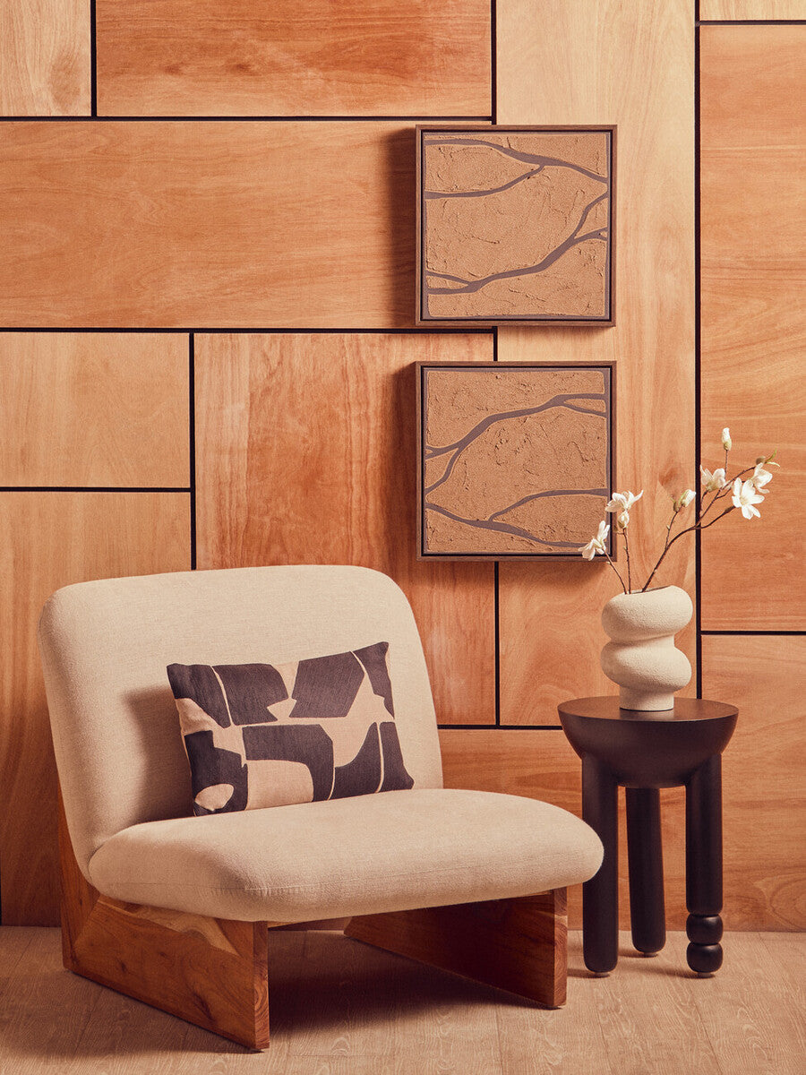 Set of 2 Brown and Black Textured Wall Art