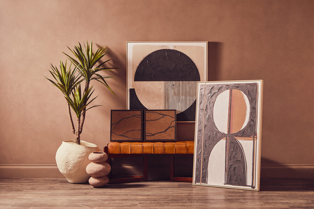 Set of 2 Brown and Black Textured Wall Art