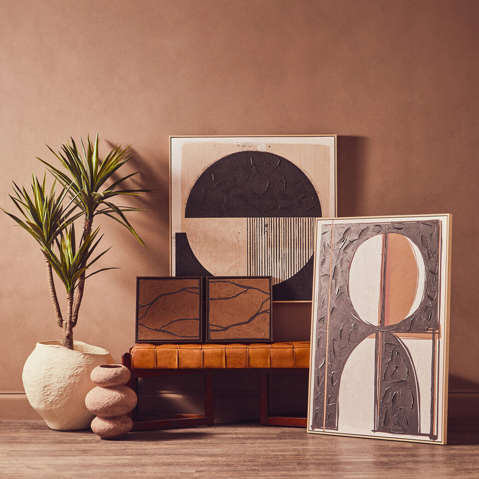Set of 2 Brown and Black Textured Wall Art
