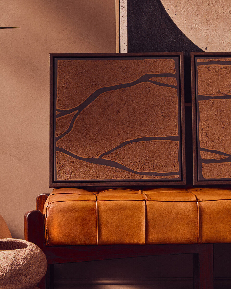 Set of 2 Brown and Black Textured Wall Art