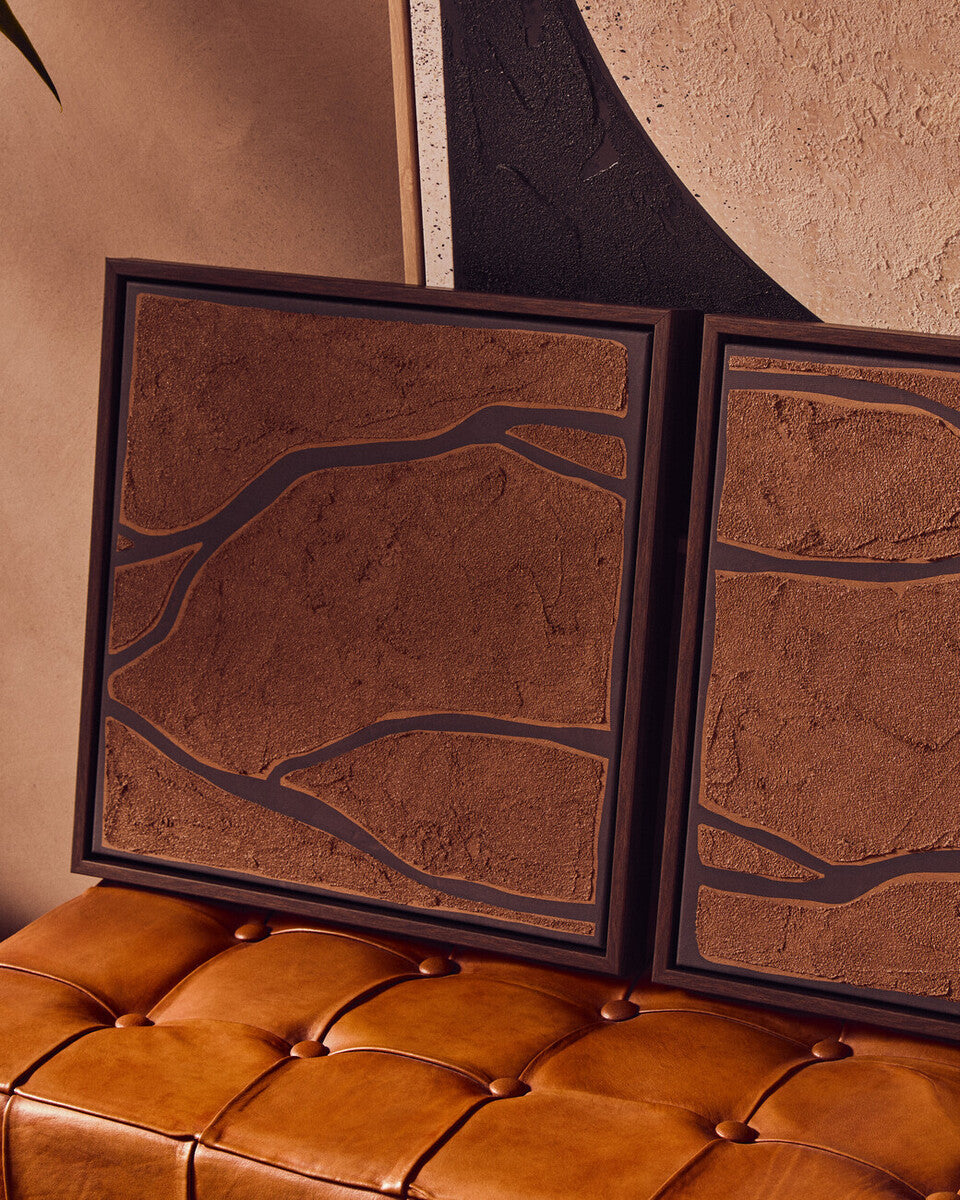 Set of 2 Brown and Black Textured Wall Art