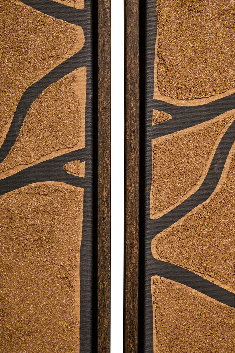 Set of 2 Brown and Black Textured Wall Art