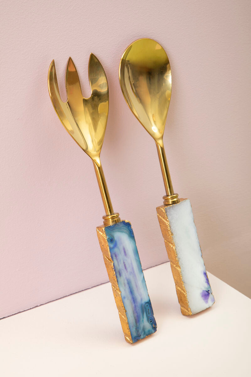 Blue Warm Metallic Serving Set