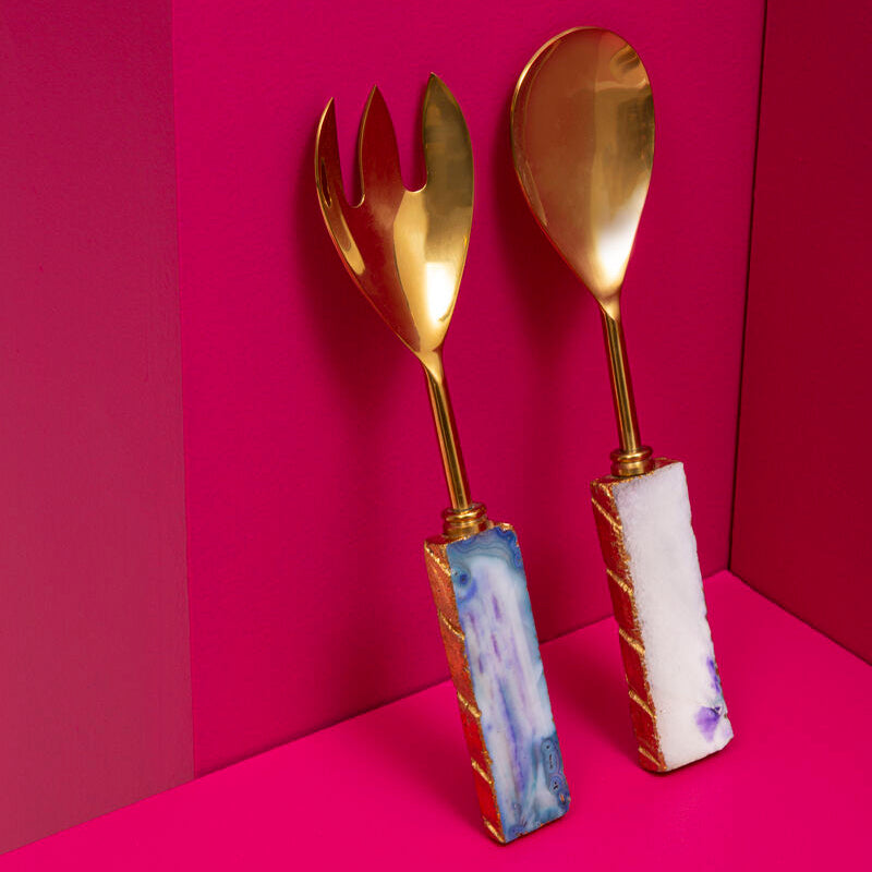 Blue Warm Metallic Serving Set