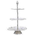 Three Tier Lotus Leaf Silver Cake Stand