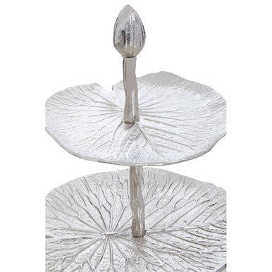 Three Tier Lotus Leaf Silver Cake Stand