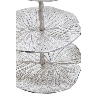 Three Tier Lotus Leaf Silver Cake Stand