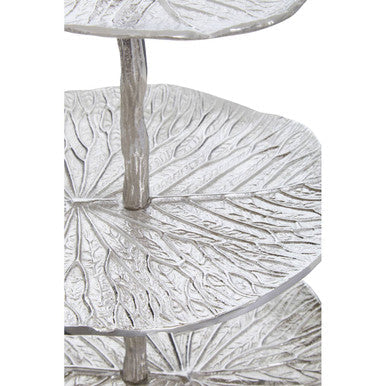 Three Tier Lotus Leaf Silver Cake Stand
