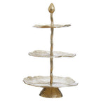 Three Tier Lotus Leaf Golden Cake Stand