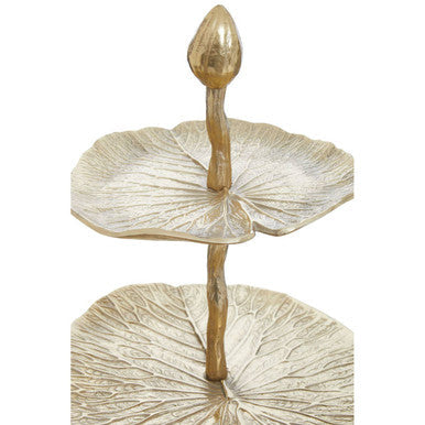 Three Tier Lotus Leaf Golden Cake Stand