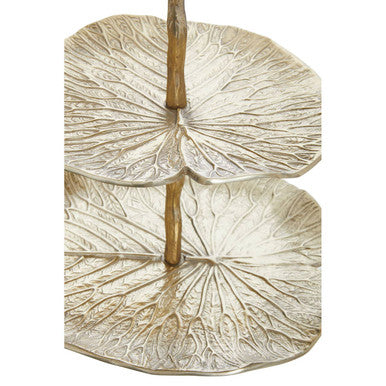 Three Tier Lotus Leaf Golden Cake Stand