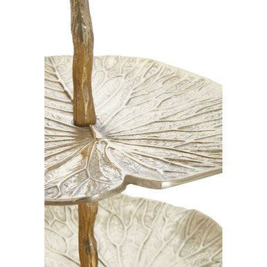 Three Tier Lotus Leaf Golden Cake Stand