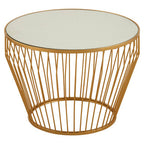 Gold Finish Tapered Design Round Side Table With Mirrored Top