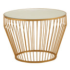 Gold Finish Tapered Design Round Side Table With Mirrored Top