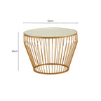 Gold Finish Tapered Design Round Side Table With Mirrored Top