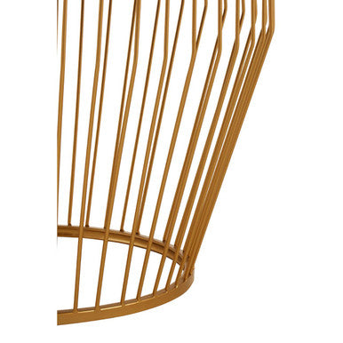 Gold Finish Tapered Design Round Side Table With Mirrored Top
