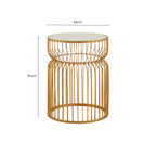 Gold Metal Wireframe Round Side Table with Mirrored Top | Avantis