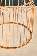 Gold Metal Wireframe Round Side Table with Mirrored Top | Avantis
