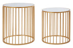 Set of 2 Mirror Top Round Side Tables with Gold Frame
