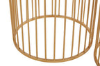 Set of 2 Mirror Top Round Side Tables with Gold Frame