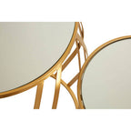 Set of 2 Gold Mirrored Glass Top Side Tables with Gold Metal Cross Design Frame