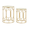 Set of 2 Mirrored Glass Top Nesting Side Tables with Gold Metal Frame