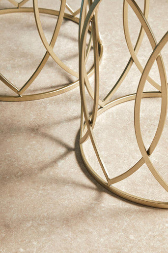 Set of 2 Mirrored Glass Top and Gold Finish Metal Frame Side Tables