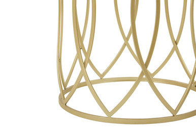 Set of 2 Mirrored Glass Top and Gold Finish Metal Frame Side Tables