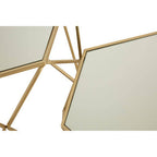 Set of 2 Gold Hexagonal Mirrored Top Side Tables with Gold Metal Frame